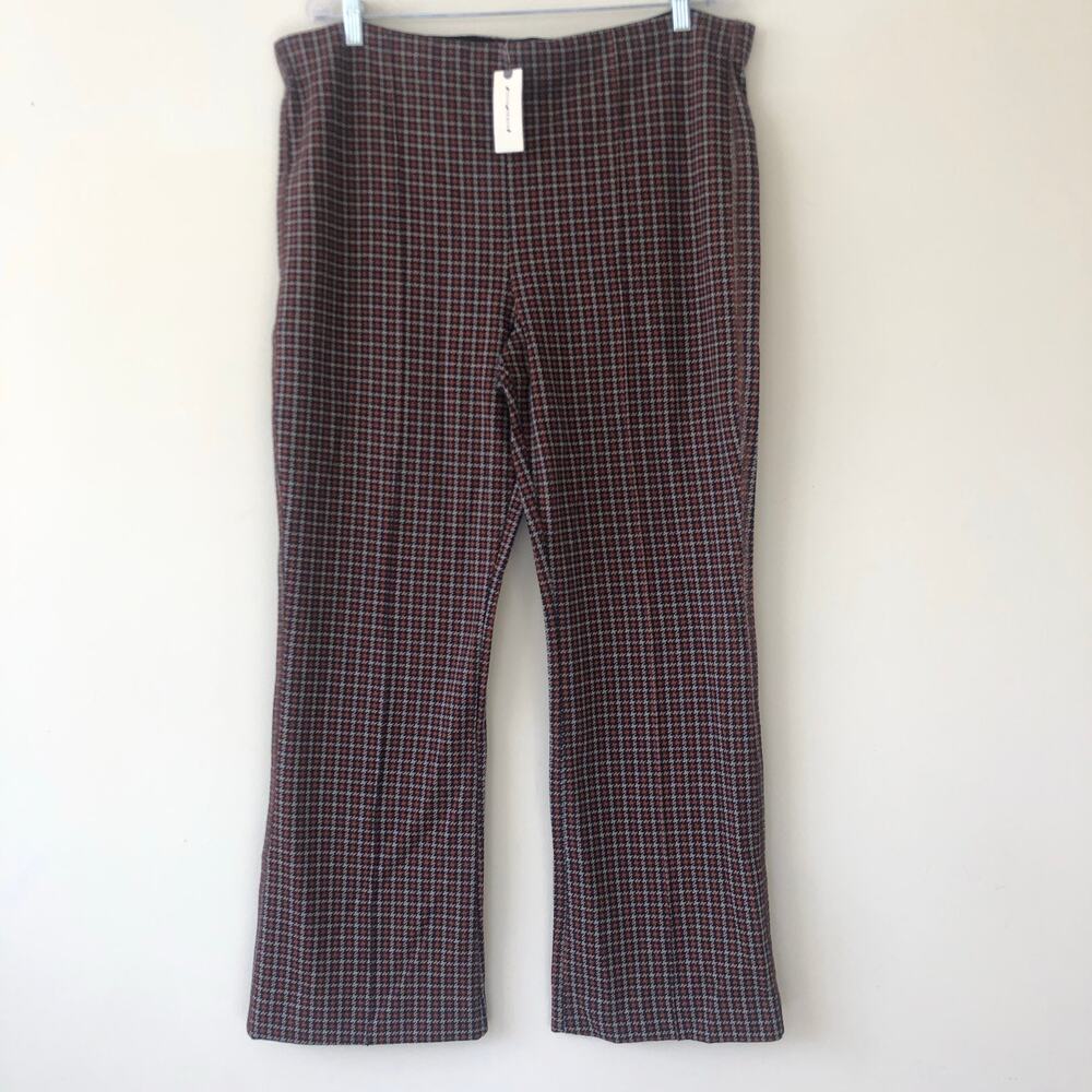 Anthropologie Womens Maeve Wide Leg Plaid Pull On Pants Size 36"x27" NWT
